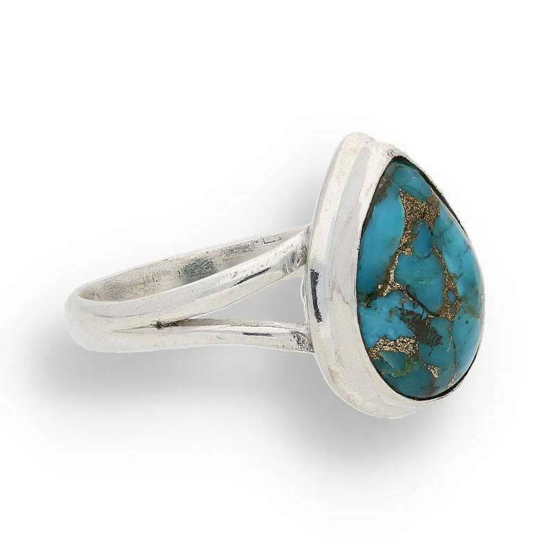 Bohemian Beauty Teardrop Copper Turquoise Ring