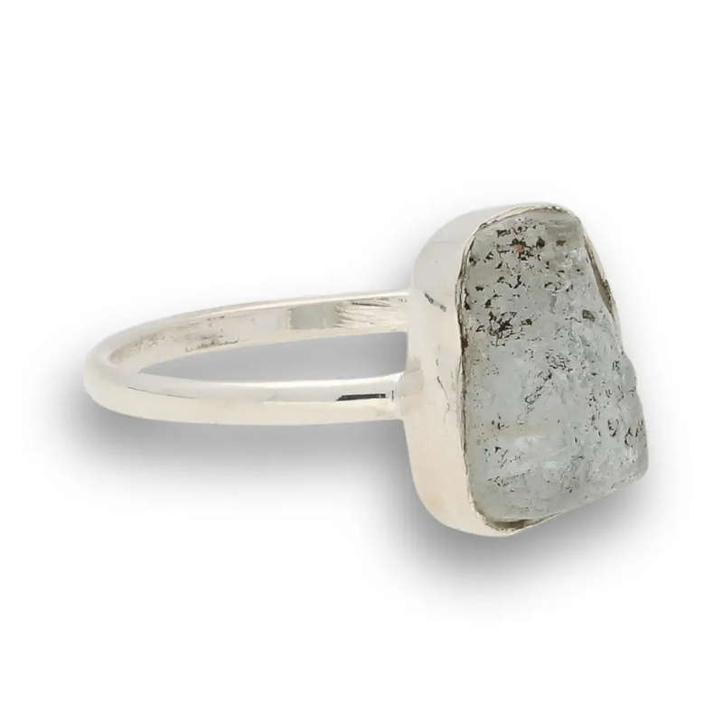 Rough Aquamarine Sterling Silver Ring - Ocean Whisper