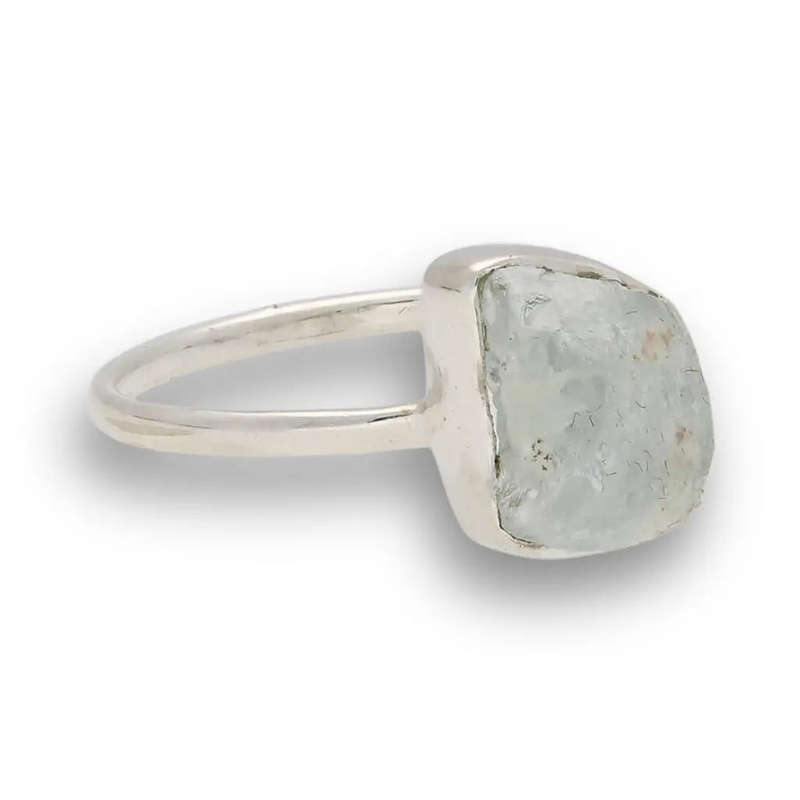 Rough Aquamarine Sterling Silver Ring - Ocean Whisper