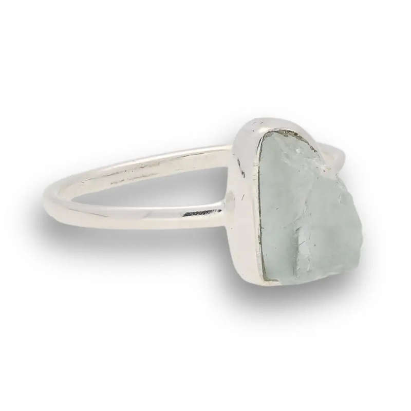Rough Aquamarine Sterling Silver Ring - Ocean Whisper