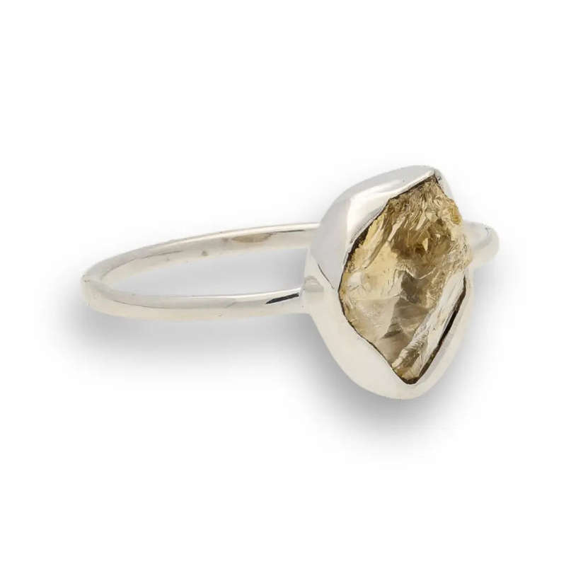 Rough Citrine Sterling Silver Ring - Golden Glow