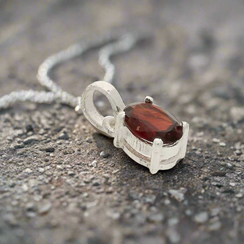Garnet "Firelight Romance" Sterling Silver Pendant - Passion's Perfect Flame