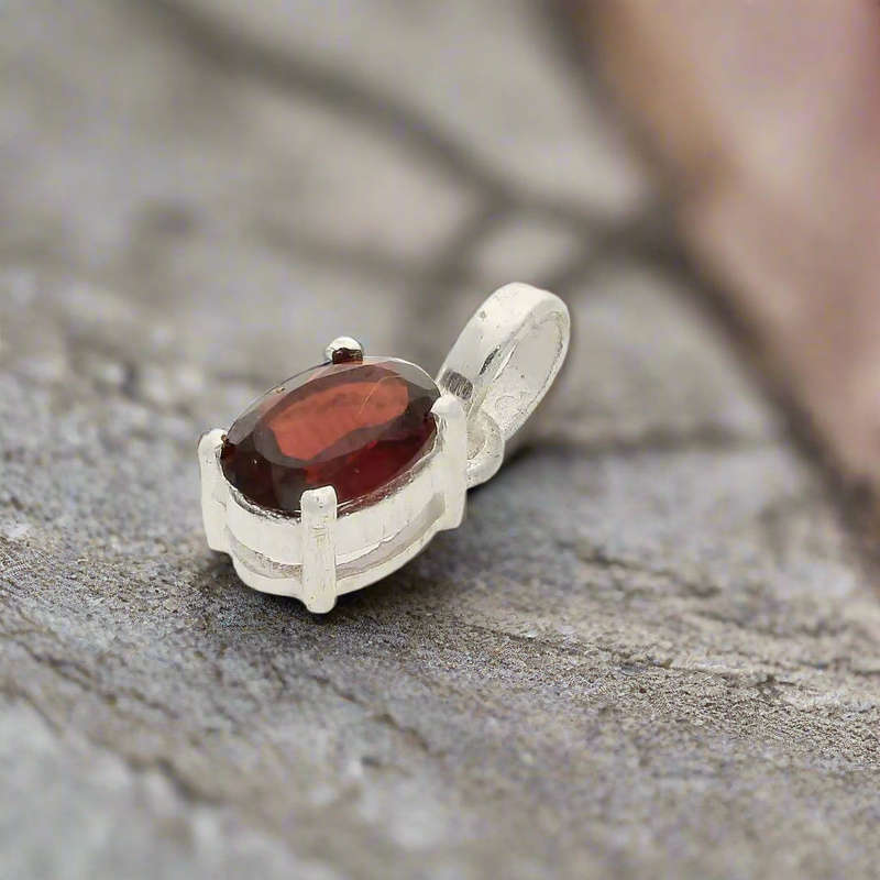 Garnet "Firelight Romance" Sterling Silver Pendant - Passion's Perfect Flame