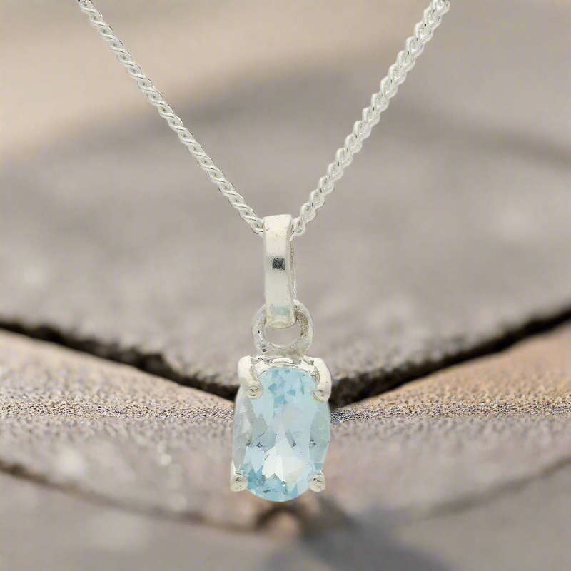 Blue Topaz "Ocean Dreams" Sterling Silver Pendant - Dive into Serenity
