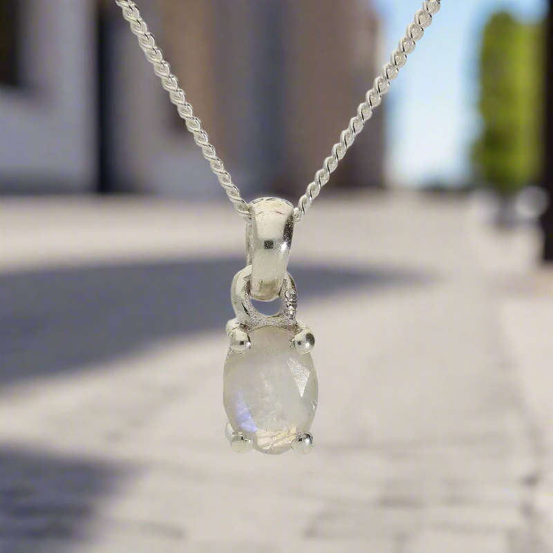 Moonstone "Lunar Glow" Sterling Silver Pendant - Celestial Dreams Captured