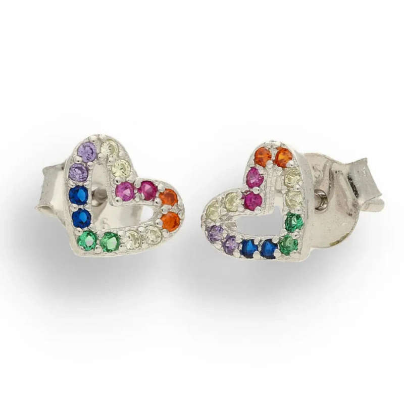 Tiny Heart, Big Sparkle  Rainbow Love Studs