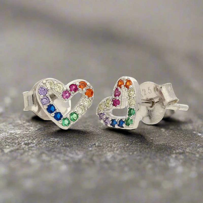 Tiny Heart, Big Sparkle  Rainbow Love Studs