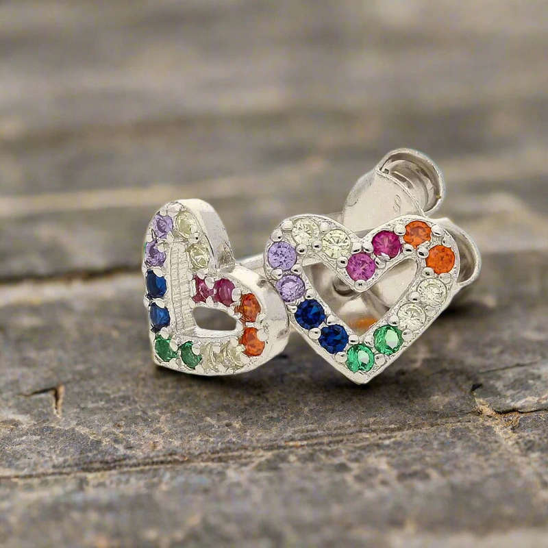 Tiny Heart, Big Sparkle  Rainbow Love Studs