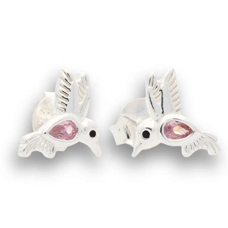 Tickled Pink & Ready to Flutter - Sterling Silver Hummingbird Earrings
