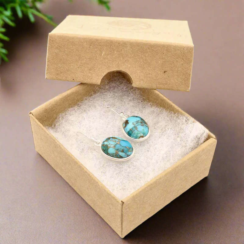 Blue Skies & Golden Veins - Sterling Silver Copper Turquoise Drops