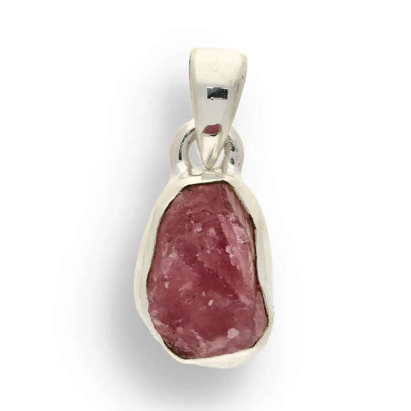 Fierce Heart  Rough Ruby Silver Pendant