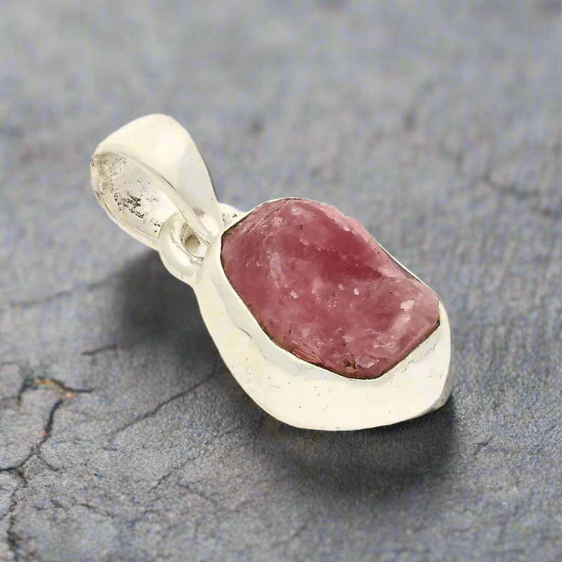 Fierce Heart  Rough Ruby Silver Pendant