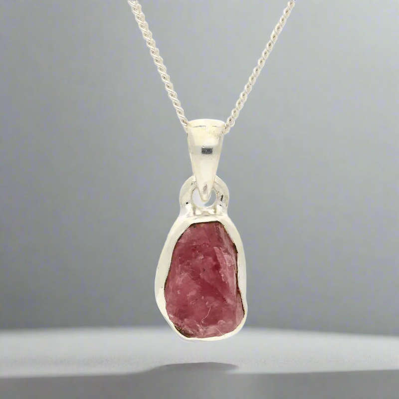 Fierce Heart  Rough Ruby Silver Pendant
