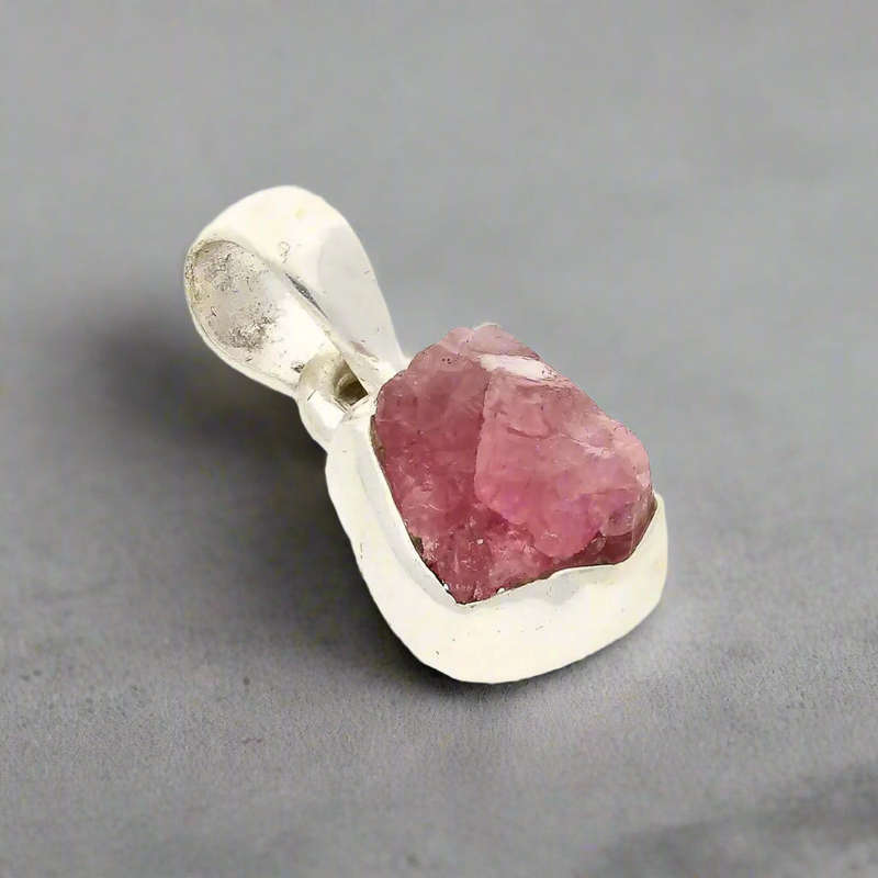 Fierce Heart  Rough Ruby Silver Pendant