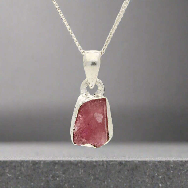 Fierce Heart  Rough Ruby Silver Pendant