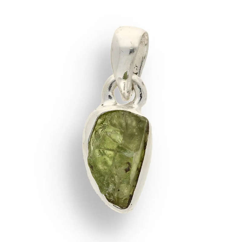 Fresh Start  Rough Peridot Silver Pendant