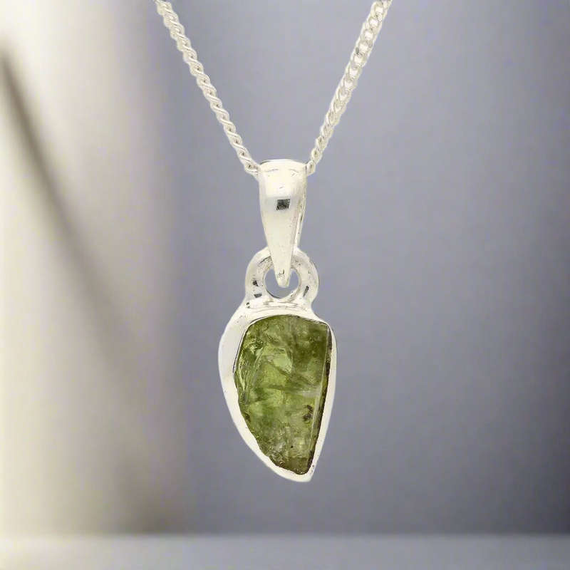 Fresh Start  Rough Peridot Silver Pendant