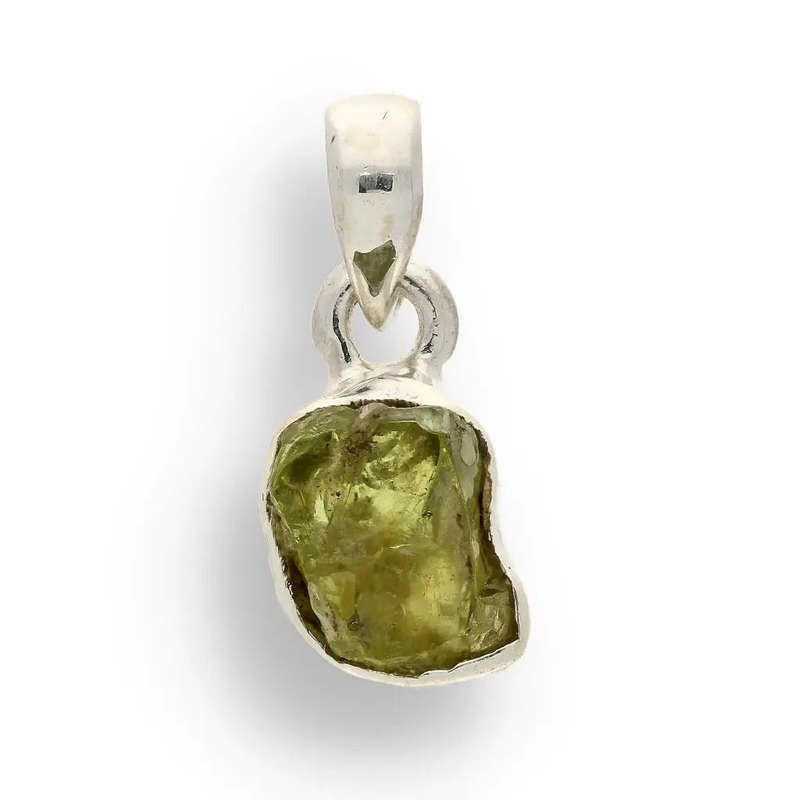 Fresh Start  Rough Peridot Silver Pendant