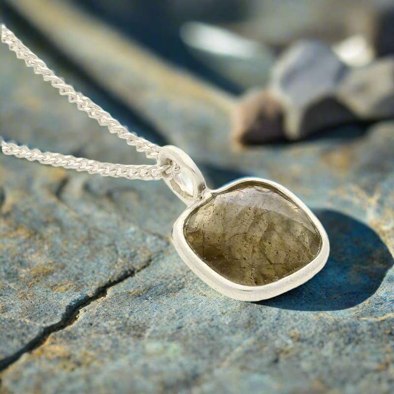 Magical Protection  Faceted Labradorite Cushion Necklace