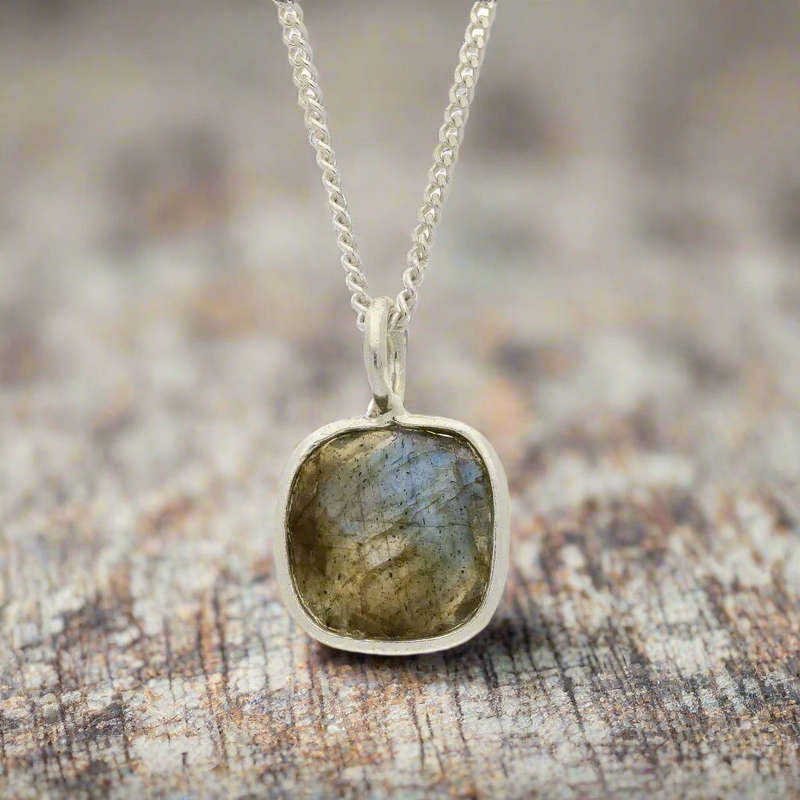 Magical Protection  Faceted Labradorite Cushion Necklace