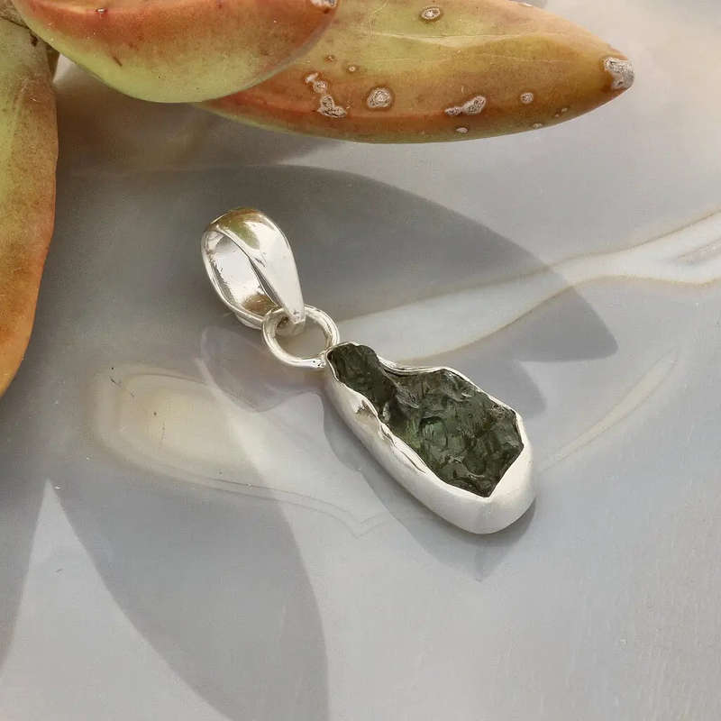 Moldavite Awakening  Sterling Silver Czech Pendant