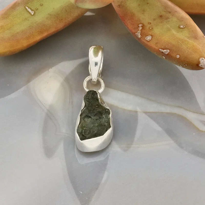 Moldavite Awakening  Sterling Silver Czech Pendant