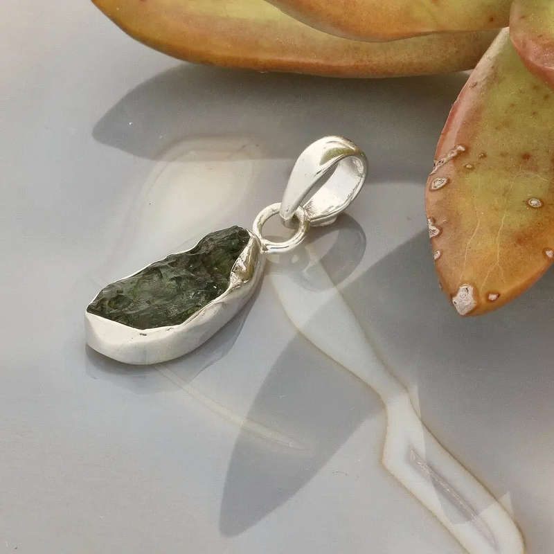 Moldavite Awakening  Sterling Silver Czech Pendant
