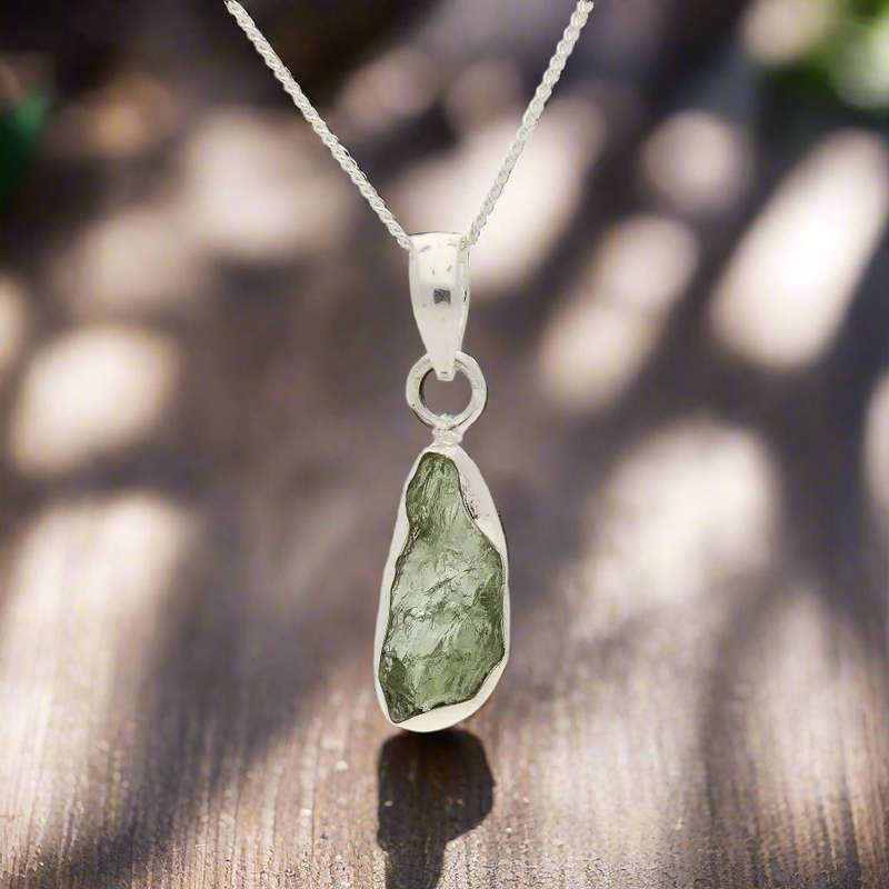 Moldavite Awakening  Sterling Silver Czech Pendant