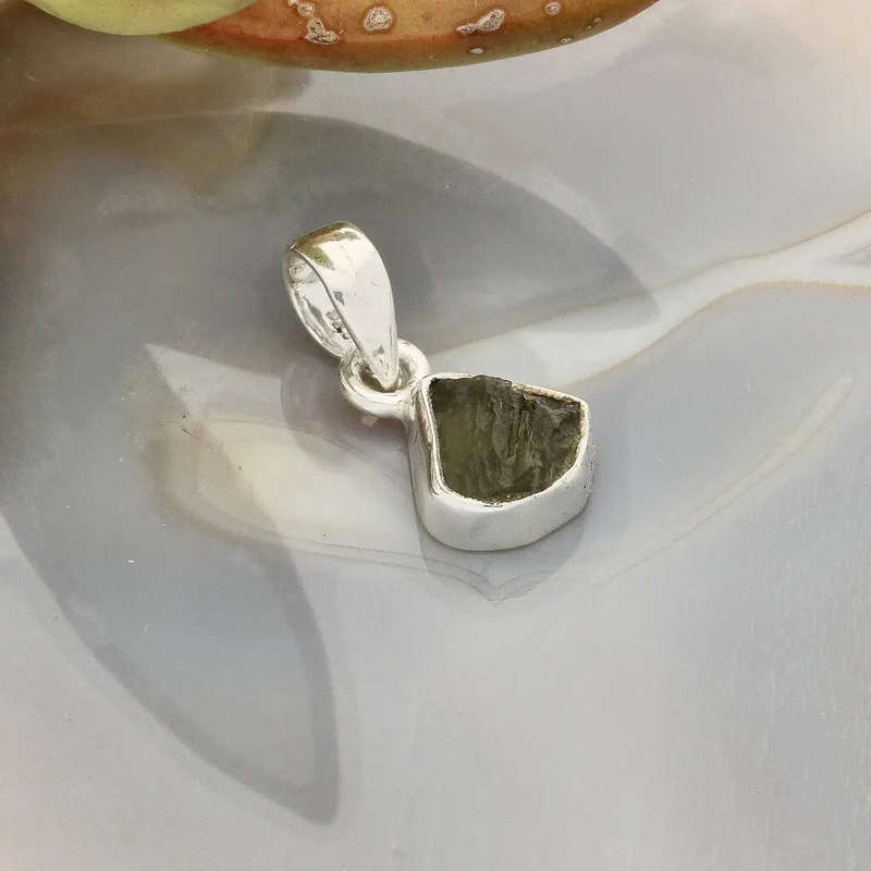 Moldavite Heart Opener  Genuine Silver Necklace