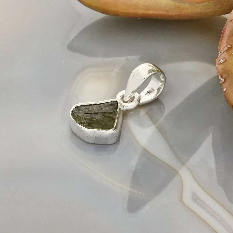 Moldavite Heart Opener  Genuine Silver Necklace