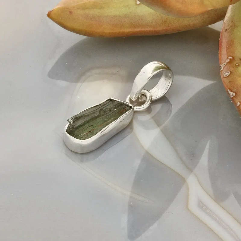 Moldavite Radiance Pendant  Czech Stone in Silver