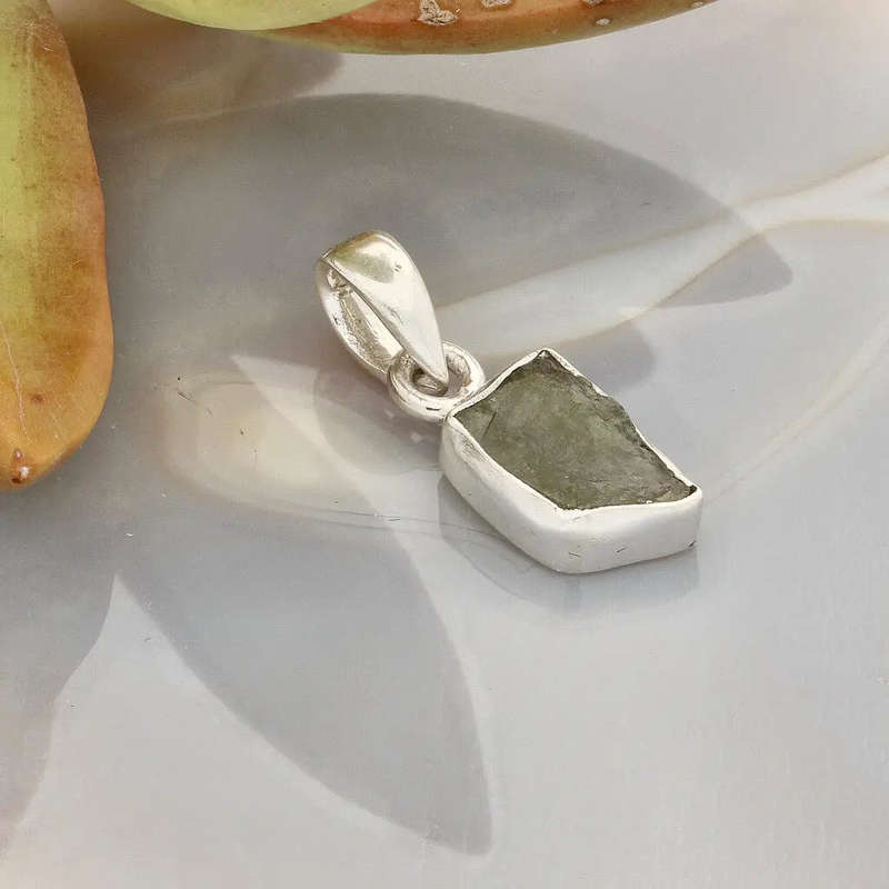 Moldavite Silver Amulet  Authentic Czech Origin Gem