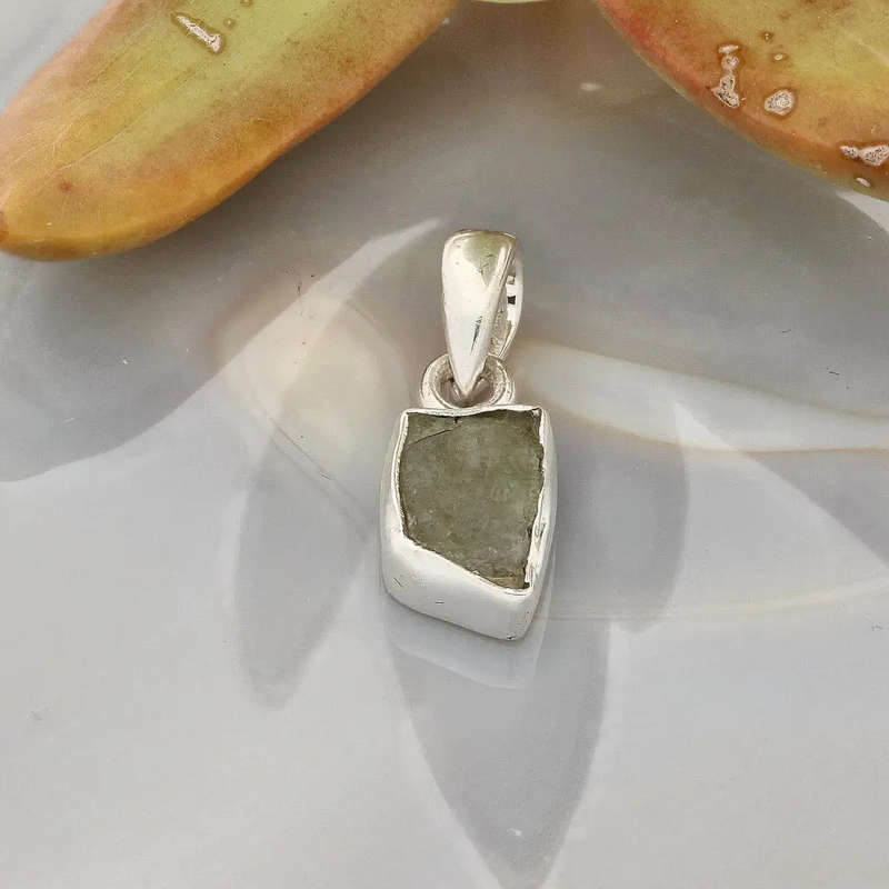 Moldavite Silver Amulet  Authentic Czech Origin Gem