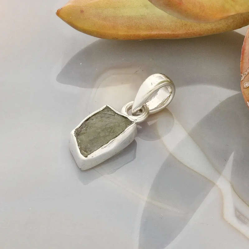 Moldavite Silver Amulet  Authentic Czech Origin Gem
