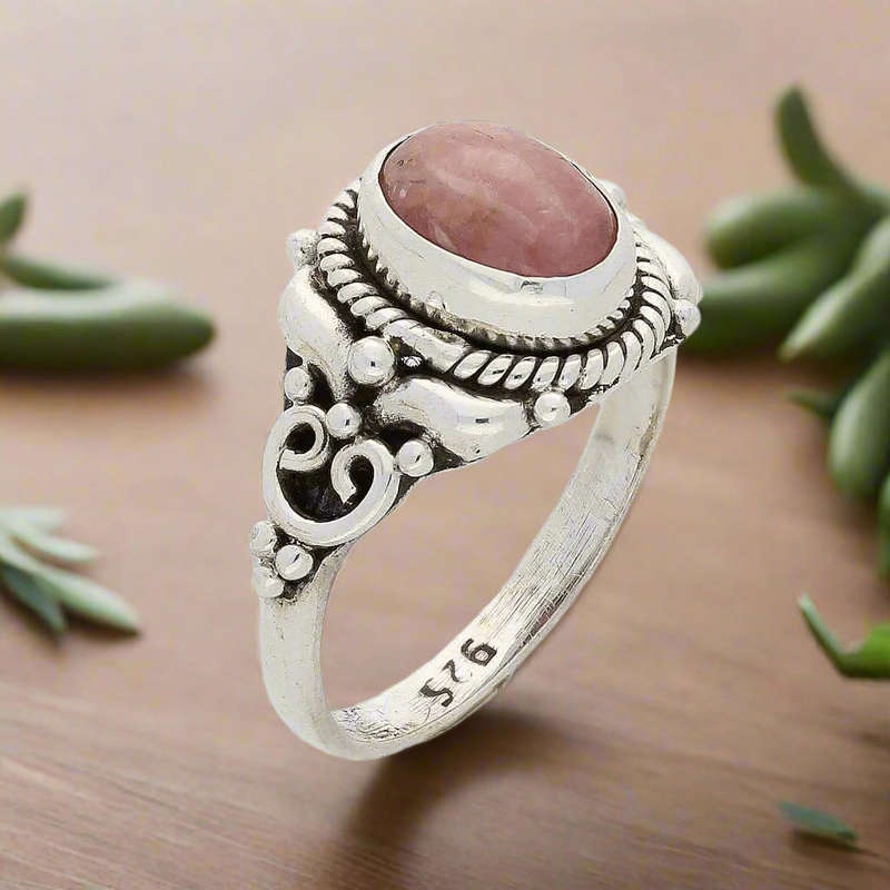 Rhodochrosite Sterling Silver Ring  A Symbol of Love & Healing