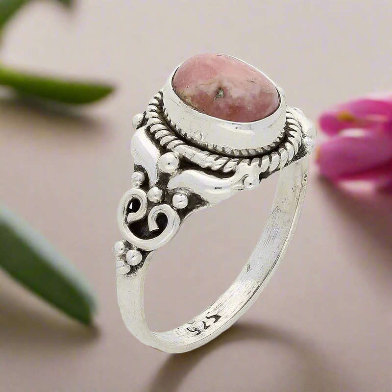 Rhodochrosite Sterling Silver Ring  A Symbol of Love & Healing