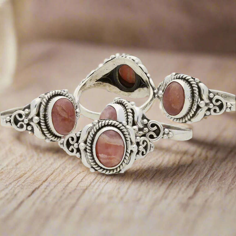 Rhodochrosite Sterling Silver Ring  A Symbol of Love & Healing