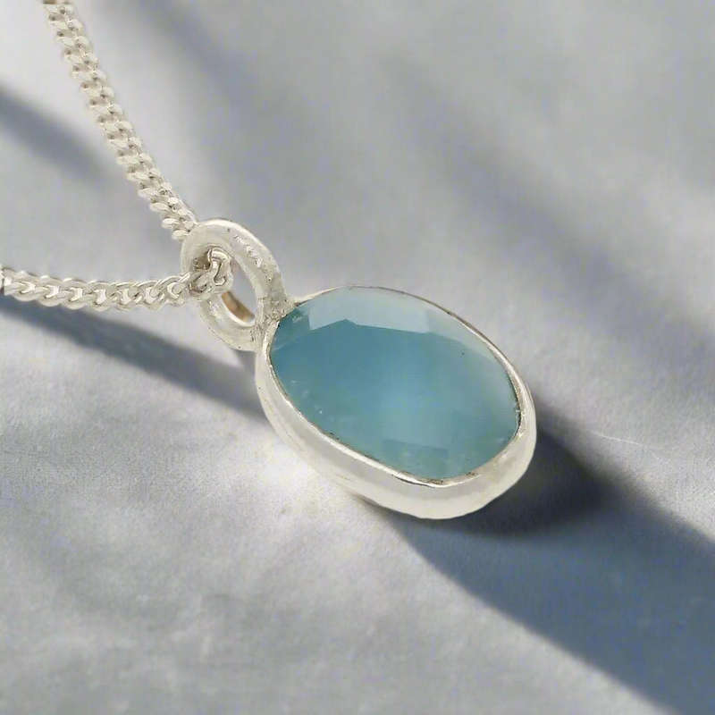 Deep Focus -  Faceted Oval Blue Onyx Necklace
