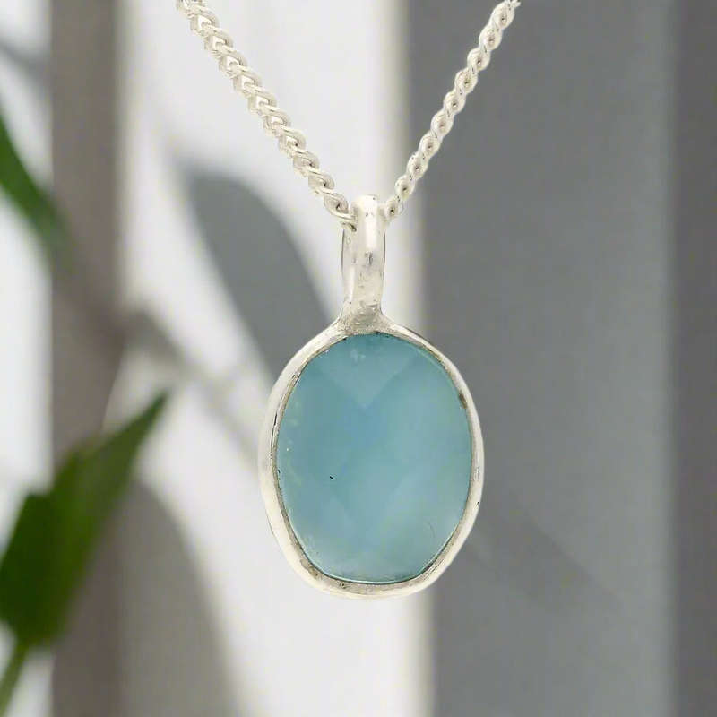 Deep Focus -  Faceted Oval Blue Onyx Necklace