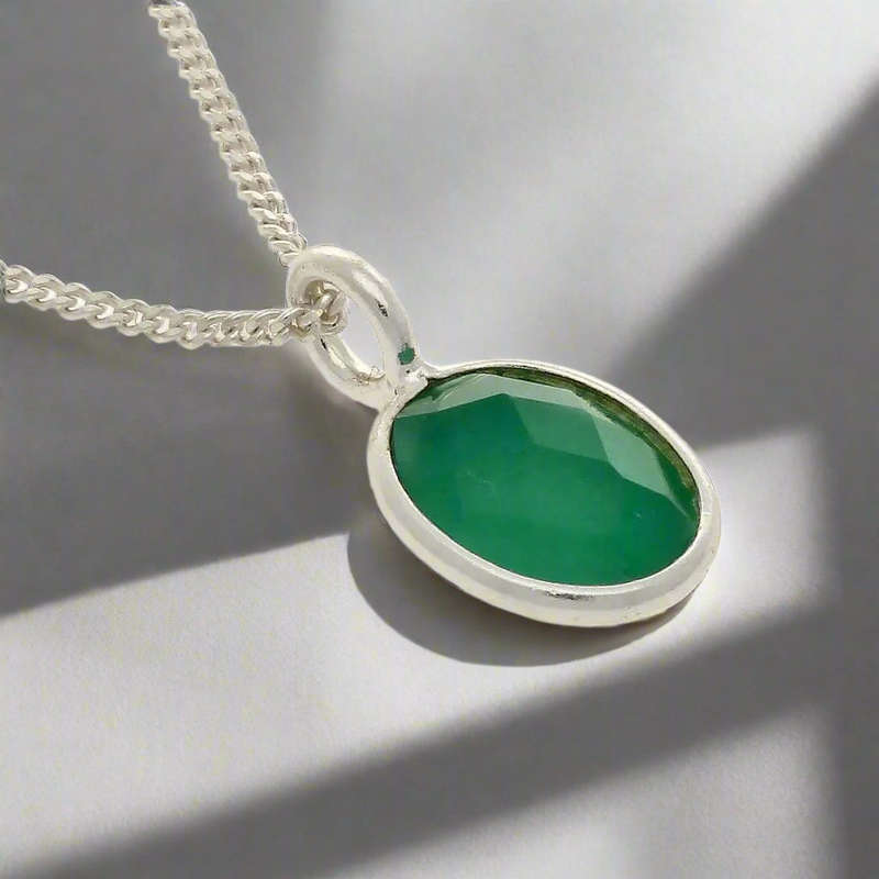 Lush Balance -  Faceted Oval Green Onyx Necklace