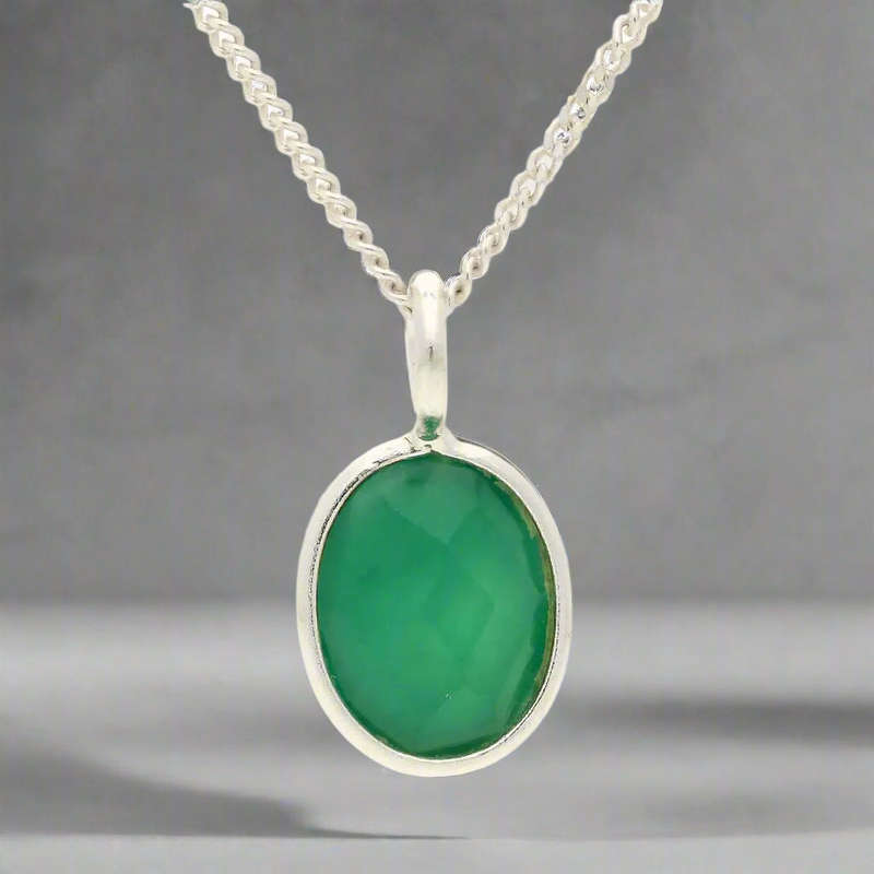 Lush Balance -  Faceted Oval Green Onyx Necklace