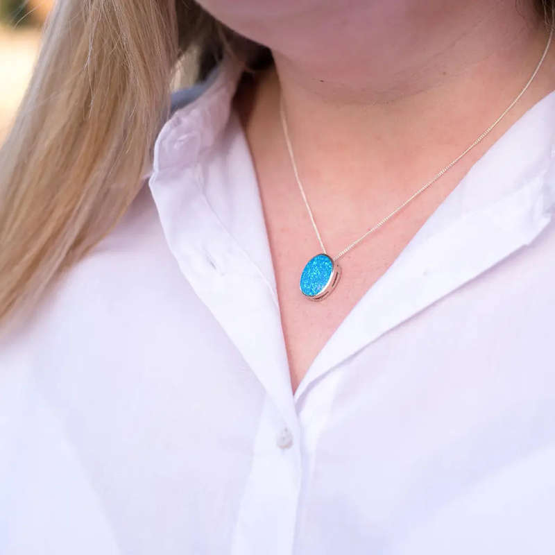 Firelight Collection: Oval Synthetic Opal Necklace