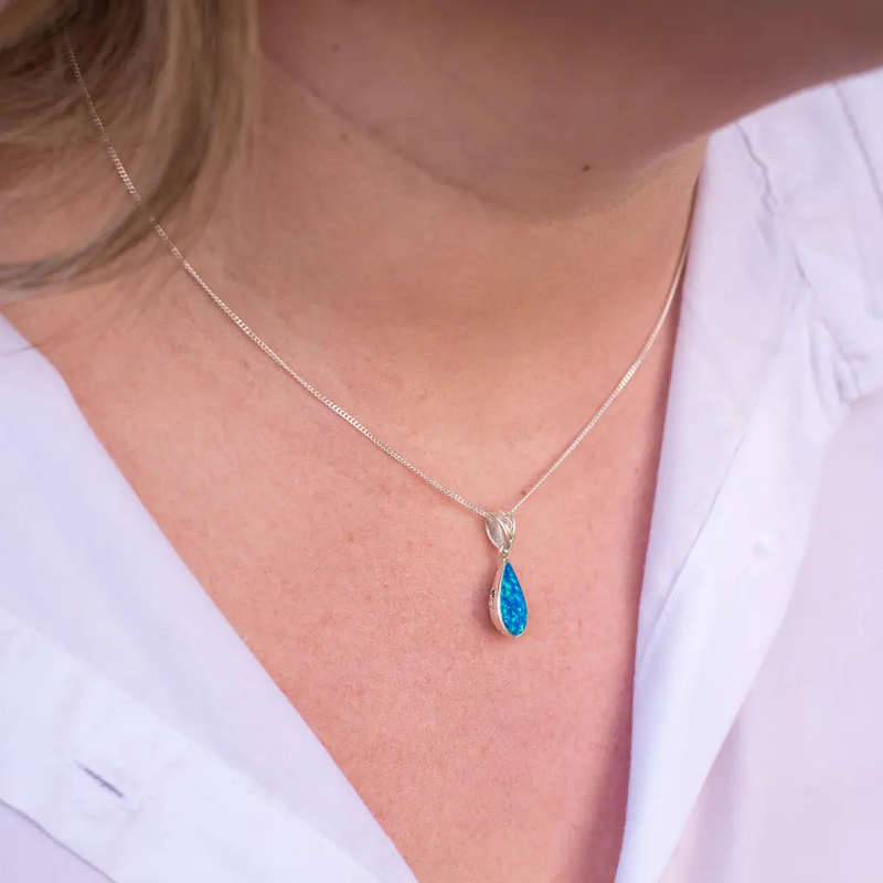 Secret Garden: Teardrop Synthetic Opal Necklace