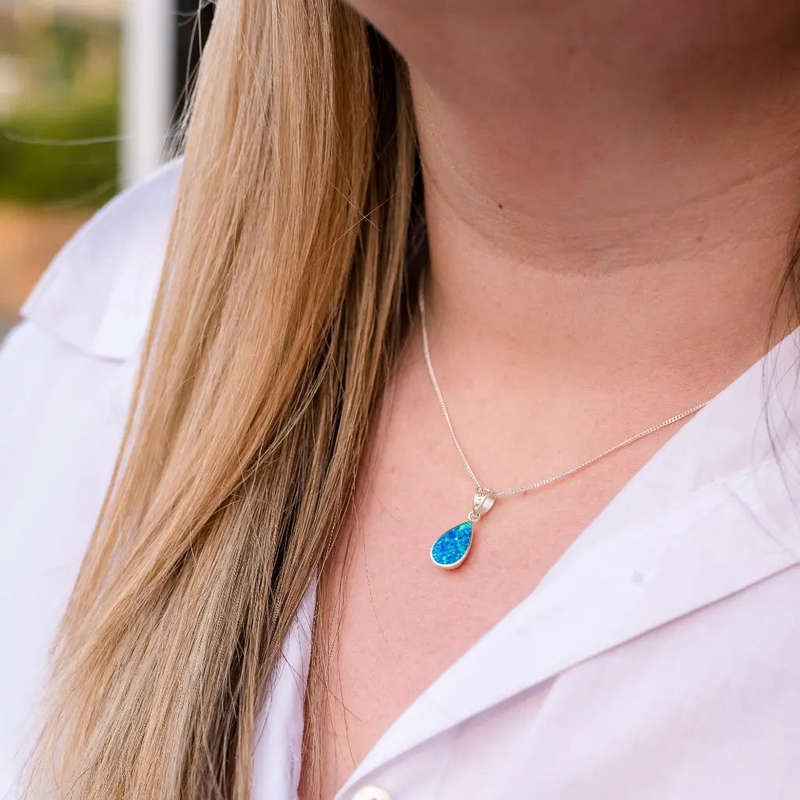 Secret Garden: Teardrop Synthetic Opal Necklace