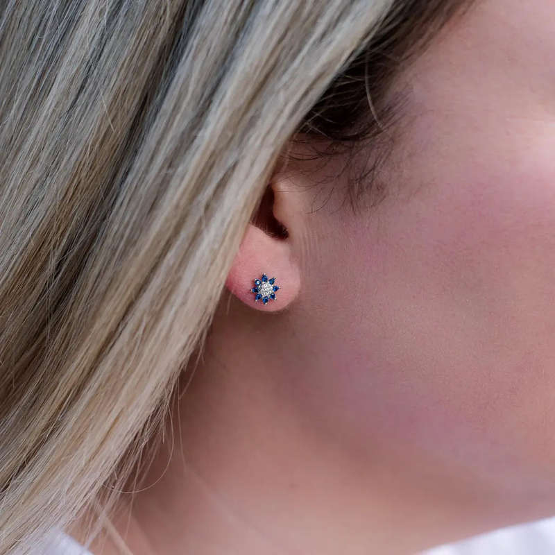 Sterling Silver Floral Studs Earrings