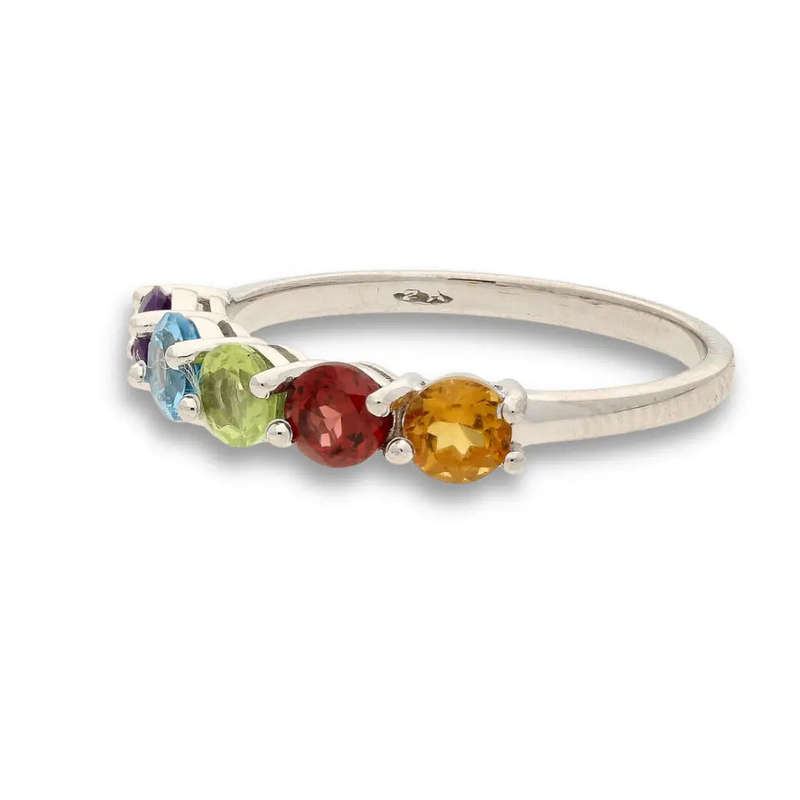 Eternity Ring: Garnet, Peridot & Yellow Topaz Sterling Silver Band