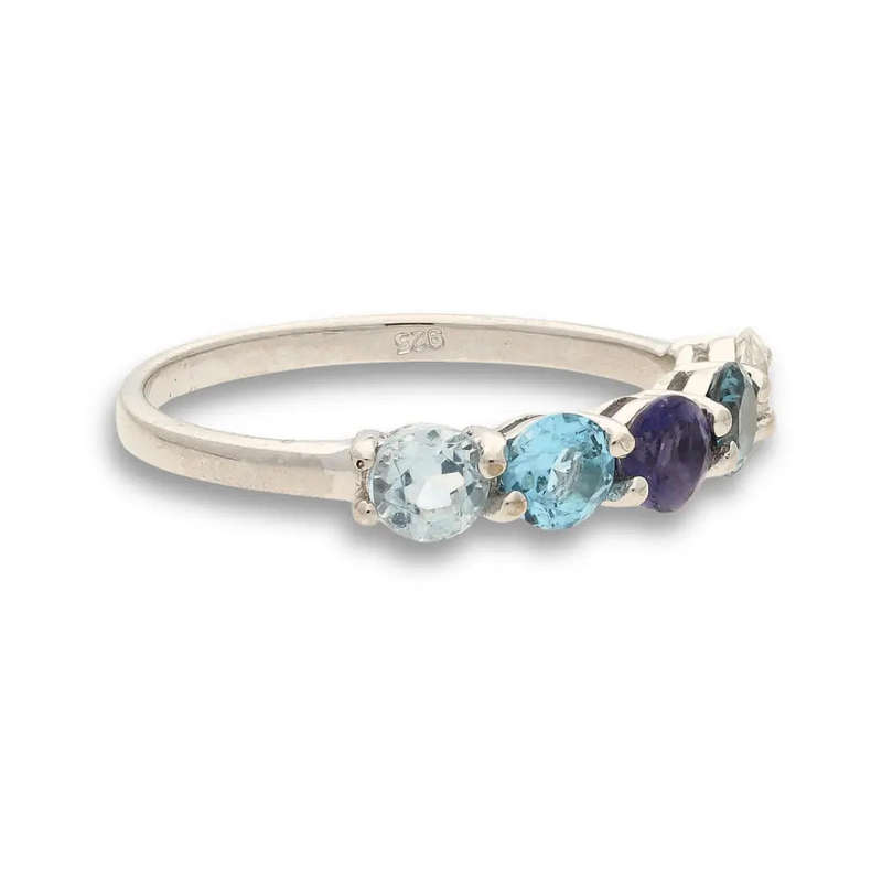 Gemstone Symphony:  Amethyst, Blue Topaz & Quartz Gemstone Ring
