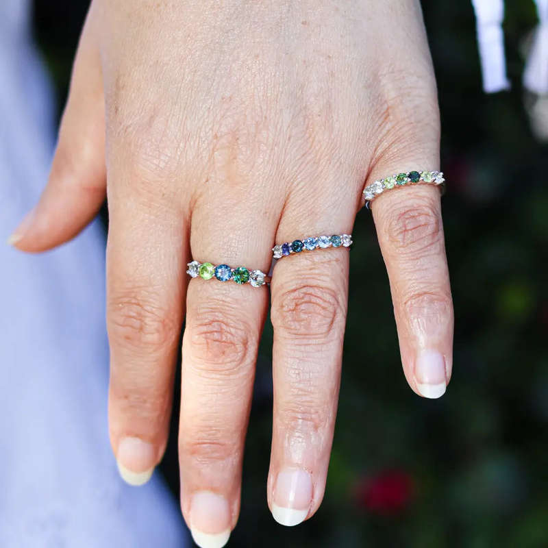 Gemstone Symphony  Peridot, Prasiolite & Quartz on Sterling Silver