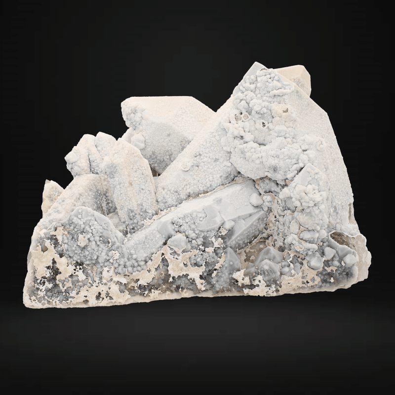 Calcite Coated Smoky Quartz Cluster