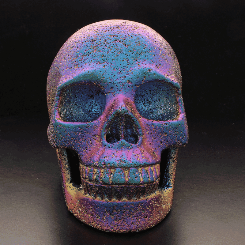 Large Aura Lava Stone Crystal Skull